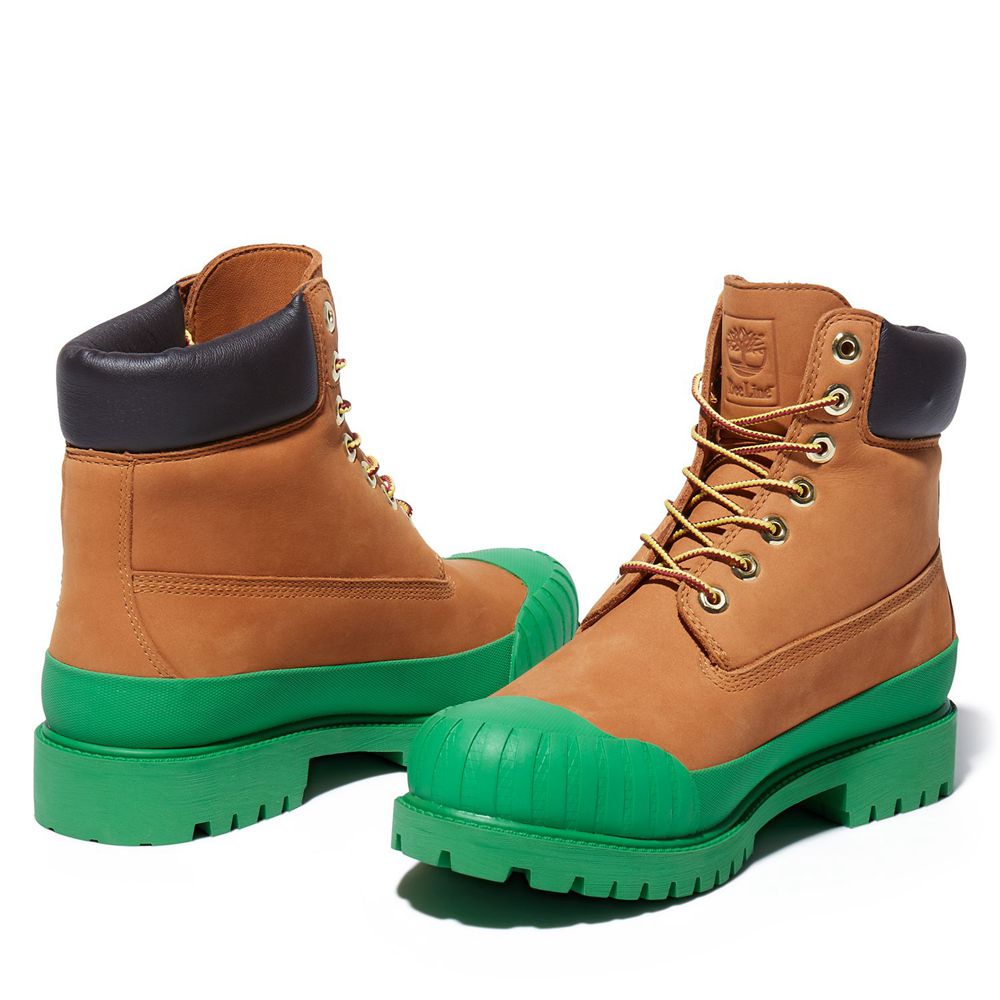 Timberland 6-Inch Μποτακια Ανδρικα Καφε/Πρασινο - Bee Line X Waterproof Rubber Toe - Greece 4081792-